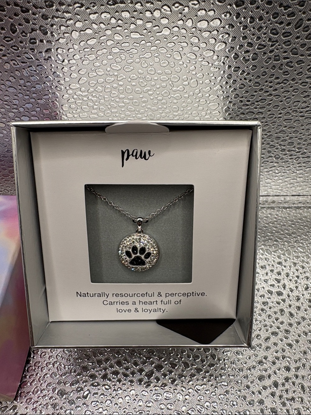 Silver Print Pendant Necklace - Elegant Pet Tribute 18 inches